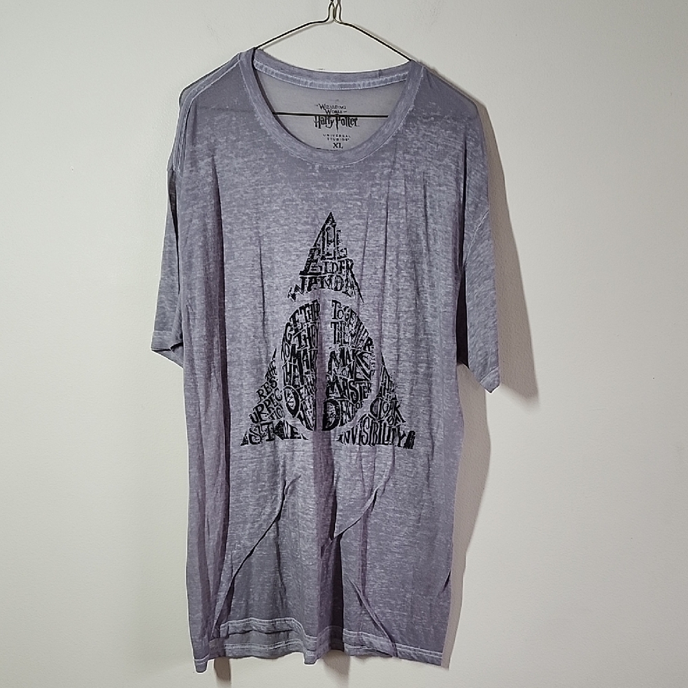 Harry Potter Gray Graphic Burnout T-Shirt Semisheer Lightweight Short Sleeve XL
